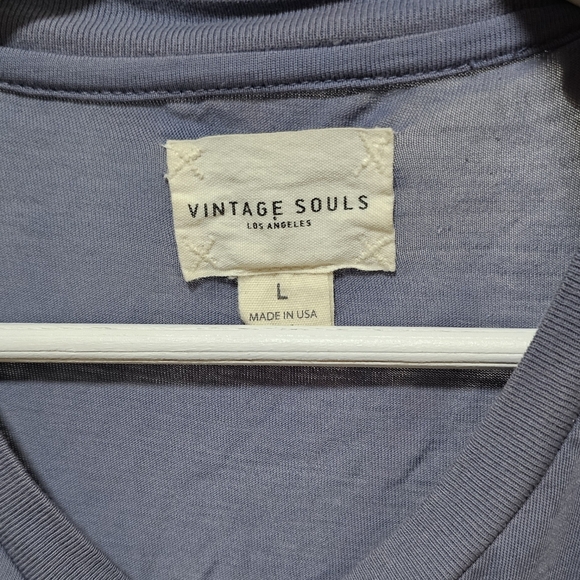 Large Free People Blue Muscle Tee with Eagle Design Metal Fringe - Picture 4 of 4